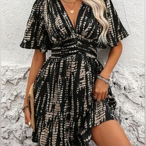SHEIN Black and Gold Mini Dress